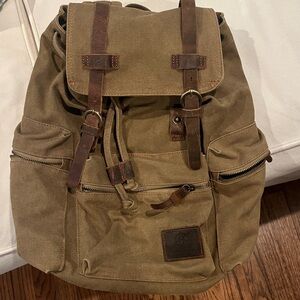 Olive Green Canvas Backpack - as new